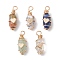 Bullet Shape Gemstone Pendants, with Copper Wire Wrapped, 27.5~29.5x10.5~11x12.5mm, Hole: 3.5~4.5mm, 5pcs/set