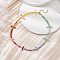 Faceted Round & Prism Dyed Natural Gemstone Beaded Chakra Pendants, with 304 Stainless Steel End Chains, Golden, Colorful, 15.75 inch(40cm)