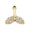 Alloy Rhinestone Pendants, UV Plated, Fish Tail, Golden, 18.5x18x3.5mm, Hole: 1.8mm