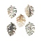 Natural Black Lip Shell Pendants, Leaf Charms, 33.5x23x2mm, Hole: 1.5mm