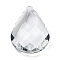 Transparent Glass Pendants, Faceted, Teardrop, for Chandelier Crystal Hanging Pendants, Clear, 47x33x12.5mm, Hole: 2mm