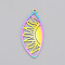 201 Stainless Steel Pendants, Laser Cut, Eye with Sun, Rainbow Color, 35x15x1mm, Hole: 1.5mm