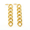 Brass Curb Chain, Twisted Chain Dangle Stud Earrings, with Ear Nuts, Long-Lasting Plated, Real 18K Gold Plated, 39mm, Pin: 0.7mm
