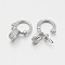 Rhodium Plated 925 Sterling Silver Micro Pave Cubic Zirconia Twister Clasps, Platinum, 14x10x5mm, Hole: 3mm