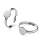 Non-Tarnish Ion Plating(IP) 304 Stainless Steel Adjustable Pad Ring Settings, Flat Round, Stainless Steel Color, Inner Diameter: 18.5mm