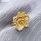 Brass Micro Pave Clear Cubic Zirconia Cuff Rings for Women, Flower, Long-Lasting Plated, Lead Free & Cadmium Free, Real 18K Gold Plated, 21x22mm