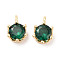 Brass Micro Pave Cubic Zirconia Charms, Cadmium Free & Nickel Free & Lead Free, Flat Round, Real 18K Gold Plated, Green, 8x6x4.8mm, Hole: 1.6mm