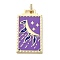Brass Micro Pave Cubic Zirconia Pendant with Enamel, Cadmium Free & Nickel Free & Lead Free, Rectangle, Medium Orchid, 45.5x25.5x2.5mm, Hole: 4.5mm
