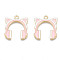 Alloy Enamel Pendants, Cadmium Free & Nickel Free & Lead Free, Light Gold, Headset, Pink, 23.5x21x1.5mm, Hole: 2mm