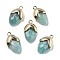 Natural Amazonite Pendants, with Golden Brass Finding, Straberry Shape Charms, Faceted, 19.5x12x6.5mm, Hole: 1.6mm