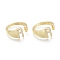 Brass Micro Pave Clear Cubic Zirconia Cuff Rings, Open Rings, Real 18K Gold Plated, Letter, Letter.R, Size 5, Inner Diameter: 16mm, R: 9.5x5mm