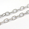 Tarnish Resistant 304 Stainless Steel Textured Cable Chains, Unwelded, Oval, Stainless Steel Color, 9x6x1.4mm