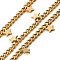 Ion Plating(IP) 304 Stainless Steel Curb Chains, Unwelded, with Spool, with Star Charms, Golden, 5x5.5x0.5mm