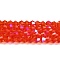 Transparent Electroplate Glass Beads Strands, AB Color Plated, Faceted, Bicone, Red, 4x4mm, Hole: 0.8mm, about 80~85pcs/strand, 30~32cm