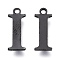 304 Stainless Steel Charms, Laser Cut, Alphabet, Electrophoresis Black, Letter.I, 12.5x5x0.8mm, Hole: 1mm