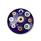 Handmade Lampwork Pendants, Flat Round with Evil Eye, Indigo, 30.5x5.5mm, Hole: 3.5mm