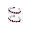 C-Shaped Brass Micro Pave Cubic Zirconia Cuff Earrings, Platinum, Deep Pink, 10mm