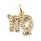 Brass Micro Pave Cubic Zirconia Charms, Cadmium Free & Lead Free, Constellation Charms, with Jump Rings, Real 18K Gold Plated, Virgo, 11x11x1.5mm, Hole: 3.4mm