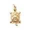 Brass Micro Pave Cubic Zirconia Pendants, Tortoise Charms, with Jump Ring, Rack Plating, Long-Lasting Plated, Lead Free & Cadmium Free, Real 18K Gold Plated, 19x10.5x4mm, Hole: 2mm