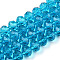 Glass Beads Strands, Faceted, Rondelle, Deep Sky Blue, 10x8mm, Hole: 1mm, about 60~61pcs/strand, 46~48cm