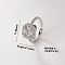 Brass Micro Pave Cubic Zirconia Square Cuff Ring for Women, Minimalist Versatile Luxury Cool Open Ring
