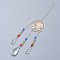 Crystals Chandelier Suncatchers Prisms Chakra Hanging Pendant, with Glass Beads and Brass Pendants, Flat Round with Rose, Colorful, 370mm