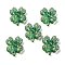 Transparent Resin Cabochon, Clover, with Paillette, Green, 22x19x7mm