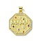 Mother's Day Real 18K Gold Plated Brass Micro Pave Cubic Zirconia Pendants, Cadmium Free & Nickel Free & Lead Free, Word Mom, Octagon, 26x23x2mm, Hole: 5x3.5mm