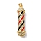 Rack Plating Brass Micro Pave Cubic Zirconia and Enamel Pendants, Long-Lasting Plated, Lead Free & Cadmium Free, Light, Red, 36.5x9.5mm, Hole: 4mm