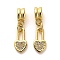 Rack Plating Brass Micro Pave Cubic Zirconia Charms, Long-Lasting Plated, Lead Free & Cadmium Free, Real 18K Gold Plated, Heart, 23.5mm, Hole: 3.5mm