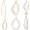 10Pcs 5 Styles Brass Glass Pendants, Faceted, Teardrop & Polygon Charms, Real 18K Gold Plated, 23~31.5x10~18.5x4~7mm, Hole: 1.8~2mm, 2Pcs/style