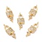 Brass Micro Pave Clear Cubic Zirconia Links Connectors, Long-Lasting Plated, Lock with Key, Real 18K Gold Plated, 24x8x2.5mm, Hole: 1.4mm
