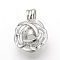 Alloy Diffuser Locket Pendants, Cage Pendants, Flower, Platinum, 26x19x9mm, Hole: 3.5x5mm, Inner Measure: 8mm