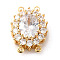 Brass with Cubic Zirconia Connector Link, Light Glod, Oval Shape with 4 Holes, Light Gold, 19.5x15x8.5mm, Hole: 1.2mm