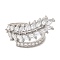 Cubic Zirconia Ear of Wheat Open Cuff Ring, Rack Plating Brass Ring for Women, Cadmium Free & Lead Free, Platinum, US Size 6(16.5mm)
