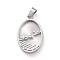 Non-Tarnish 304 Stainless Steel Pendants, Oval, Stainless Steel Color, 34x22x3mm, Hole: 5x7mm