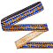 Ethnic Style Polyester Jacquard Leaf Ribbons, Blue, 1-1/4 inch(33mm)