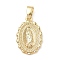 Brass Pendants, Cadmium Free & Lead Free, Oval with Virgin Mary, Real 18K Gold Plated, 21.5x14x2mm, Hole: 2.5x6mm