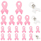 20 Sets 3 Sizes Breast Cancer Awareness Ribbon Enamel Pin, Silver Alloy Brooch for Backpacks Clothes Jackets Hats, Hot Pink, 28.5~48.5x18~28x2mm, Pin: 1mm, 20pcs/box