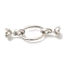 Brass Fold Over Clasps, Cadmium Free & Nickel Free & Lead Free, Oval, Platinum, 43mm, oval: 20x12.5x2mm, clasp: 14.5x7x7mm, hole: 5.5mm
