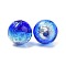 Handmade Silver Foil Glass Beads, Luminous Style, Glow in the Dark, Round, Blue, 10mm, Hole: 1.4mm