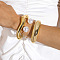 Oval Alloy & Iron & CCB Plastic & Plastic Pearl Bangles Set, Golden, Inner Diameter: 2-1/4 inch(5.8~6.4cm), 3pcs/set