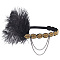 1 Pc Flapper Headpiece Roaring, Vintage Gold Black Feather Hairband Great Gatsby Headband 1920s Flapper Gatsby Hair Accessories for Women Party Decoration
