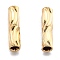 Corrugated Brass Tube Beads, Long-Lasting Plated, Real 24K Gold Plated, 8x2mm, Hole: 1.2mm