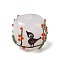 Handmade Lampwork Bumpy Beads, Column with Bird & Flower, White, 16~17.5x14mm, Hole: 3mm