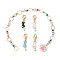 5Pcs Cat & Paw Print Alloy Enamel Pendant Knitting Row Counter Chains & Locking Stitch Markers Kits, Mixed Color, 4.2~28.3cm