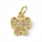 Brass Micro Pave Clear Cubic Zirconia Butterfly Charms, with Open Jump Rings, Cadmium Free & Lead Free, Real 18K Gold Plated, 12.5x10x2mm, Ring: 5x0.8mm, Hole: 3mm