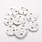 Non-Tarnish 201 Stainless Steel Pendants, Flat Round with Flower, Stainless Steel Color, 20x18x1.1mm, Hole: 1.5mm