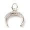 Brass Micro Pave Clear Cubic Zirconia Pendants, Cadmium Free & Lead Free, Moon, Platinum, 16x12x2mm, Hole: 3.5mm