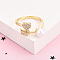 Brass Micro Pave Clear Cubic Zirconia Cuff Rings for Women, Cadmium Free & Lead Free, Heart & Arrow, with ABS Imitation Pearl, Real 18K Gold Plated, 7mm,US Size 8(18.1mm)